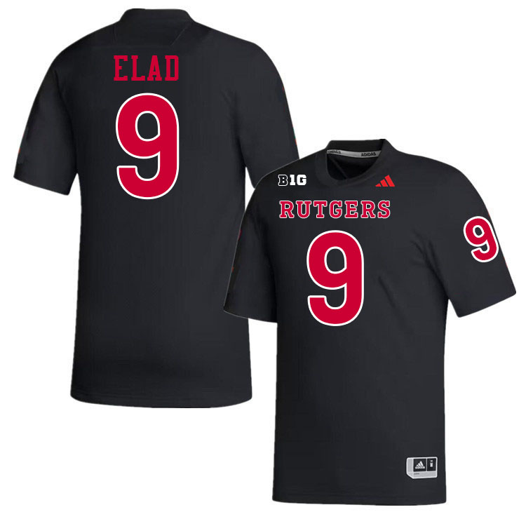 Rutgers Scarlet Knights #9 Jett Elad College Football Jerseys Stitched-Black
